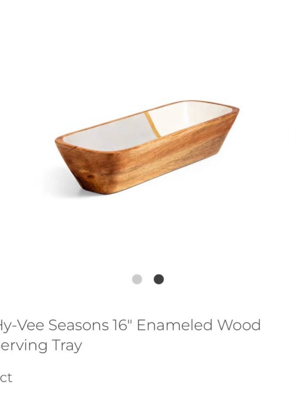 Enameled Wood Serving Tray - White and gray Interior, Natural Wood Exterior
